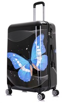 Thumbnail for your product : InUSA Black Butterfly Prints Hardside Luggage 28In
