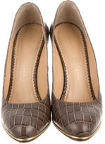 Thumbnail for your product : Charlotte Olympia Embossed Leather Wedges