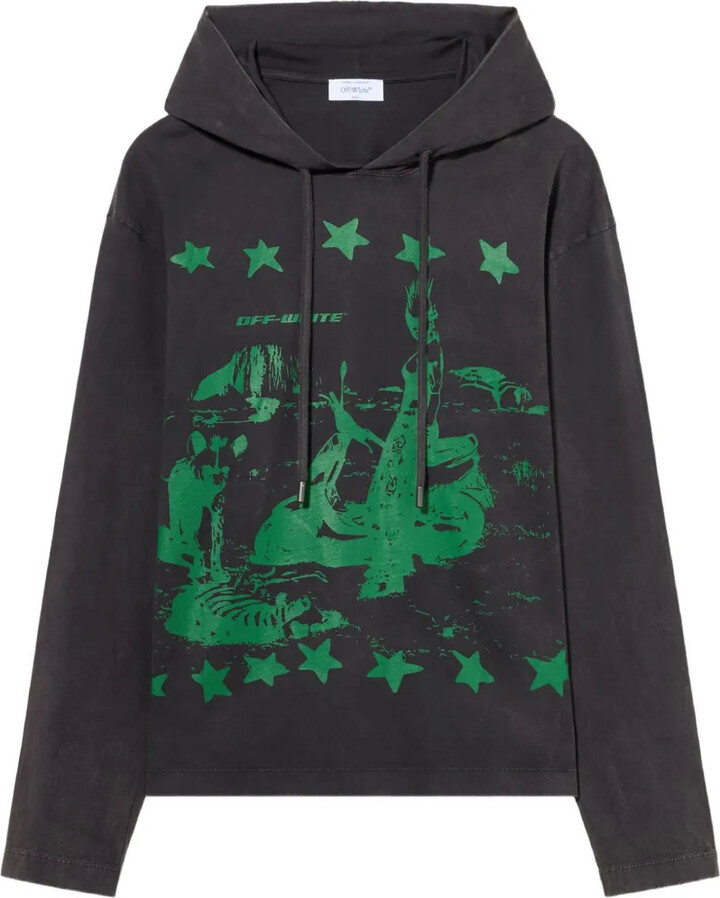 Off-White graphic-print hooded long-sleeve T-shirt