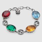 Thumbnail for your product : Gucci Interlocking G silver bracelet with stones