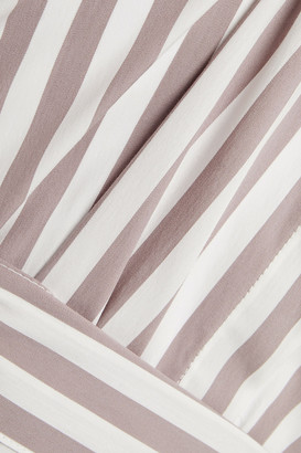 DKNY Paneled Striped Cotton-blend Poplin Midi Shirt Dress