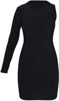 Thumbnail for your product : PrettyLittleThing Petite Black One Shoulder Long Sleeve Bodycon Dress