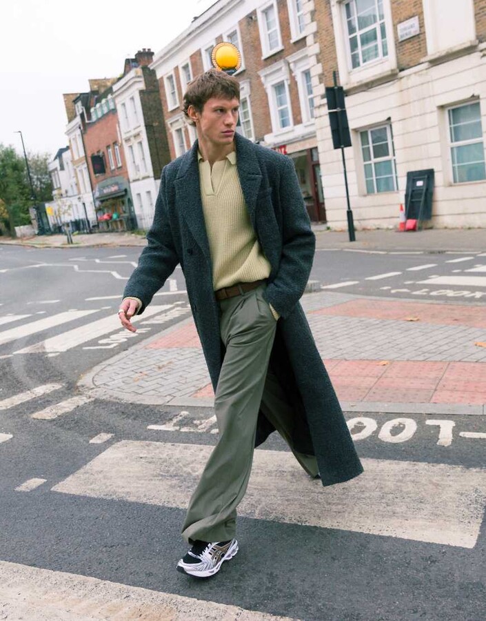 Topman overcoat in grey ShopStyle Raincoats Trench Coats