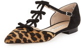 Thumbnail for your product : Oscar de la Renta Evelyn Point-Toe Calf Hair Bow Flat, Leopard