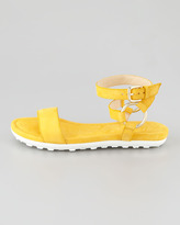 Thumbnail for your product : Stuart Weitzman Ringo Ankle-Strap Flat Sandal, Sunny