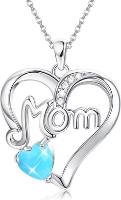 Christmas Gift Real 925 Sterling Silver Blue Turquoise Stone Heart Necklace 