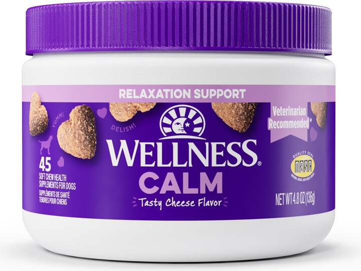 Wellness Calm Relaxation Support Cheese Flavor Chew Supplements for Dogs, 45 count