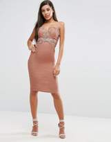 Thumbnail for your product : Rare London Sweetheart Pencil Dress With Lace Trim
