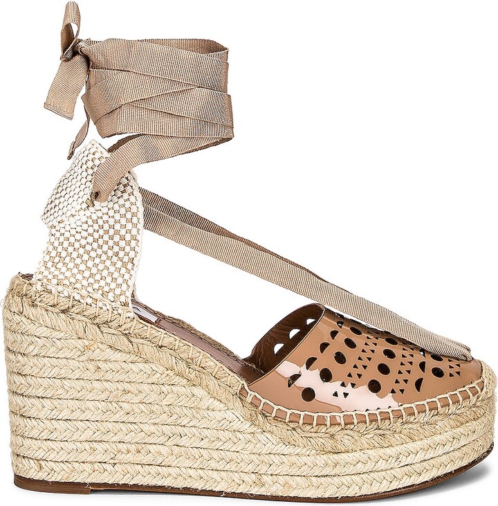ALAÏA Vienne Espadrille Wedges in Nude