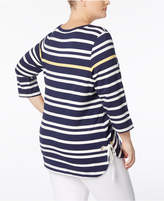 Thumbnail for your product : Charter Club Plus Size Laced-Hem Striped Top, Created for Macy's