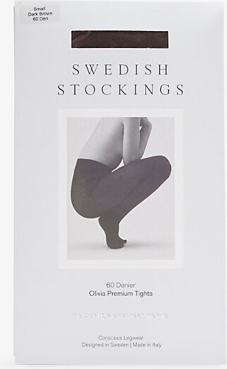 Swedish Stockings Womens Dark Brown Olivia Premium Stretch-Woven Tights L