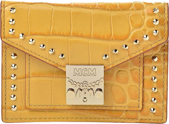 MCM Women's Yellow Crocodile Embossed Leather Mini Flap Coin Wallet -  ShopStyle