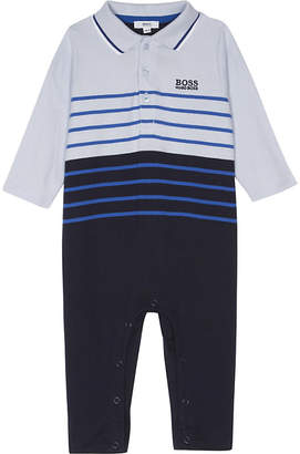 BOSS Logo striped cotton babygrow 1-12 months