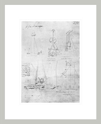 Latitude Run Fol. 20r from Paris Manuscript B by Leonardo da Vinci -Framed Giclee Print