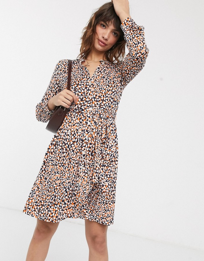 French Connection leopard print jersey mini shirt dress - ShopStyle