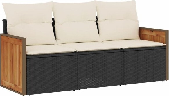 VidaXL vidaXLGardenSofaSetBlack(Frame)CreamWhite(Cushions)