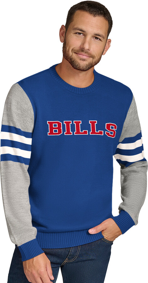 Men's Tommy Hilfiger Royal/Heather Gray Buffalo Bills Acrylic Crewneck Pullover Sweatshirt