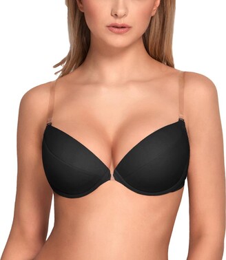 Vertvie Women's Full Coverage Non Wired Bras Comfort V Neck Push up  Seamless Wireless Bras with Removable Pads(1pc Black,S) : :  Fashion