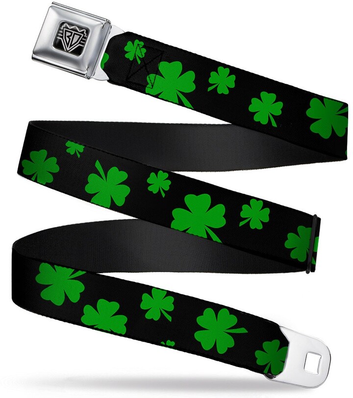 Pats Clovers Scattered Black//Green Buckle-Down Seatbelt Belt 20-36 Inches in Length St 1.0 Wide