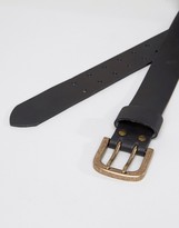 Thumbnail for your product : ASOS Wide Leather Belt With Double Prong In Black
