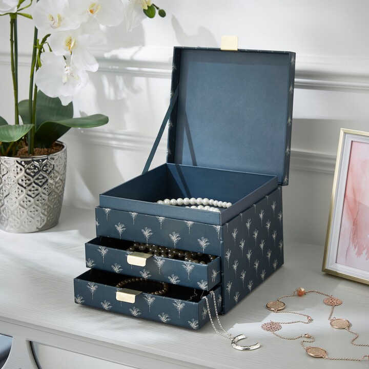 Dunelm Luxe Palm Paper Jewellery Box Blue ShopStyle