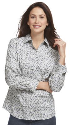 L.L. Bean Wrinkle-Resistant Pinpoint Oxford Shirt, Pin-Tucked Floral