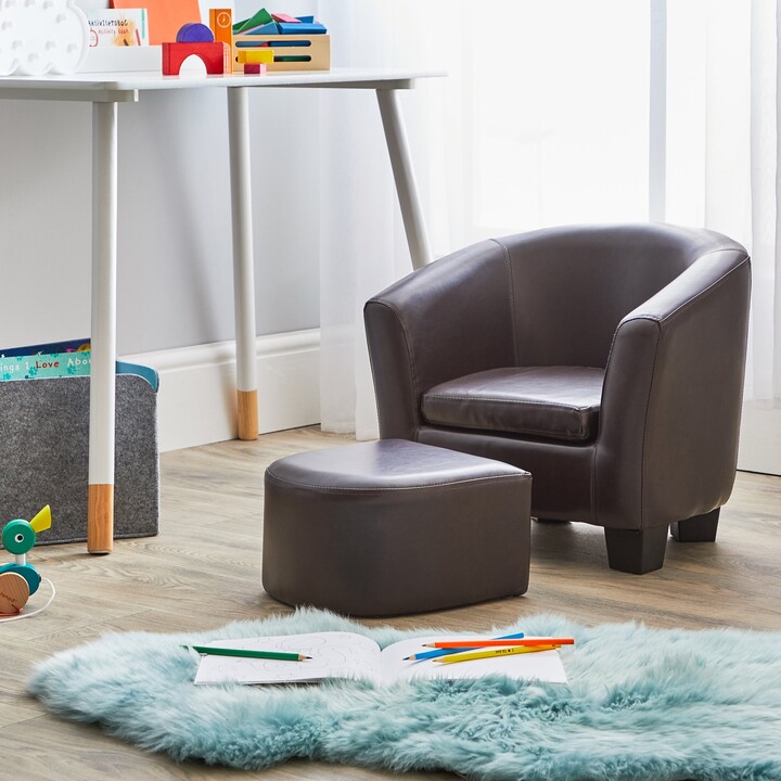 Dunelm Kid's Brown Tub Chair and Footstool Brown ShopStyle
