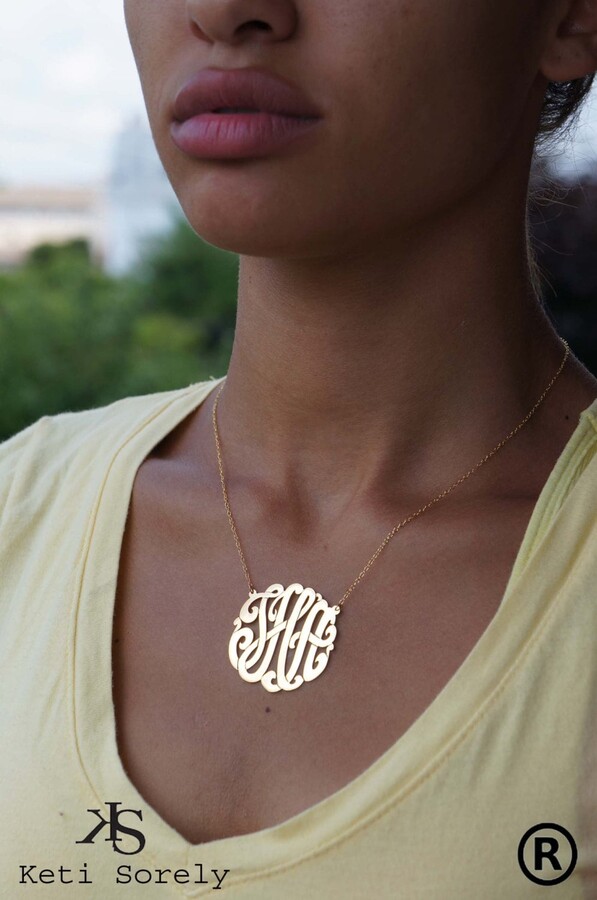 Etsy 14K Yellow Gold-Filled Handmade Monogram Initials Necklace Small To Large