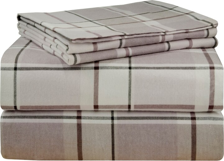 Pointehaven Jensen Plaid Luxury Weight Flannel Sheet Set, California King