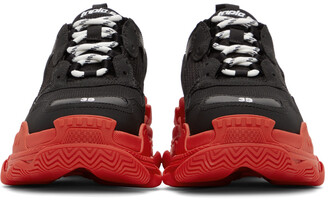 Balenciaga Black & Red Triple S Sneakers