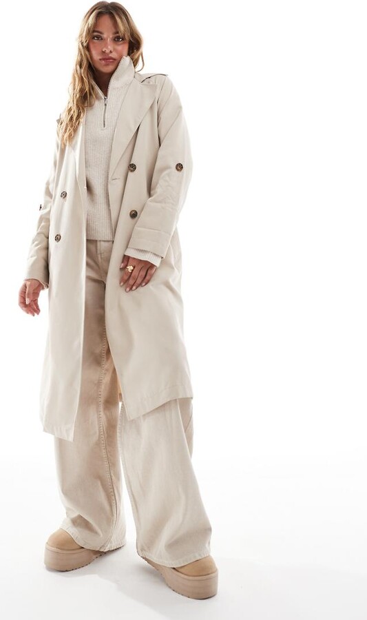 Stradivarius trench coat in stone ShopStyle