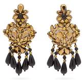 Thumbnail for your product : Etro Beaded Crystal Chandelier Clip Earrings - Womens - Black