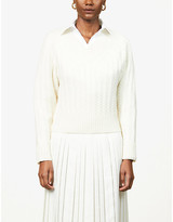 Thumbnail for your product : Theory V-neck cable-knit cashmere jumper