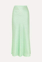 Thumbnail for your product : Bernadette BERNADETTE - Florence Gingham Silk-satin Midi Skirt - Mint