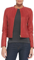 Thumbnail for your product : Bagatelle Seamed Zip-Front Leather Jacket
