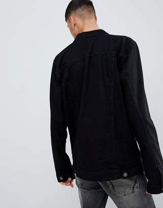 Reclaimed Vintage Inspired Oversized Denim Jacket in Black