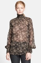 Thumbnail for your product : Michael Kors Smocked Neck Silk Chiffon Blouse