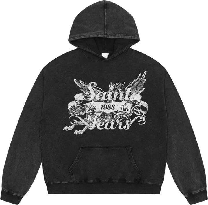 Generic Vintage Acid Wash Fleece Hoodie for Men & Women - Oversized Heavyweight Cotton Sweatshirt