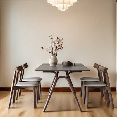 HomeLuxea Table and Oak Chairs Modern Set