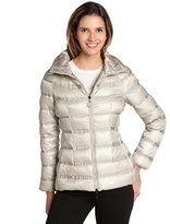 Thumbnail for your product : Moncler beige grosgrain striped 'Gaudin' zip front down jacket