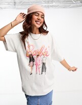 Thumbnail for your product : Miss Selfridge licence oversized Barbie t-shirt in grey marl