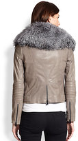 Thumbnail for your product : Haute Hippie Detachable Fox Fur-Collared Leather Jacket