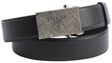 Thumbnail for your product : Prada black saffiano leather logo plaque belt