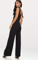 Thumbnail for your product : PrettyLittleThing Black Crepe Tie Sleeve Jumpsuit