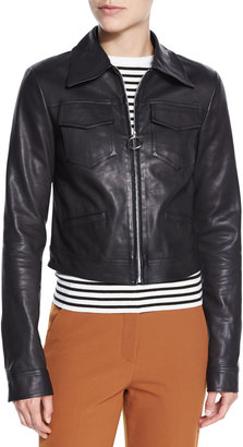 A.L.C. Allen Zip-Front Leather Jacket, Black