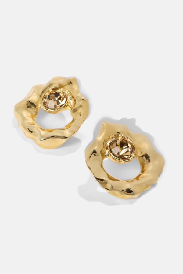 Oscar de la Renta Round Stud Textured Earrings Gold