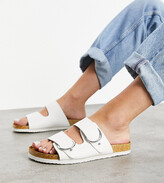Thumbnail for your product : ASOS DESIGN Wide Fit Fewer double strap buckle sandals in white