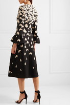 Thumbnail for your product : Valentino Floral-print Wool And Silk-blend Midi Dress - Black