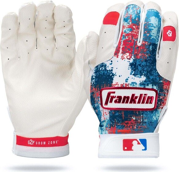 Boys' Franklin MLB T-ball Grow 2 Pro Baseball Batting Gloves Red/White/Blue XSmall