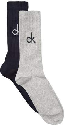 Calvin Klein Ribbed Logo Socks (Pack of 2)